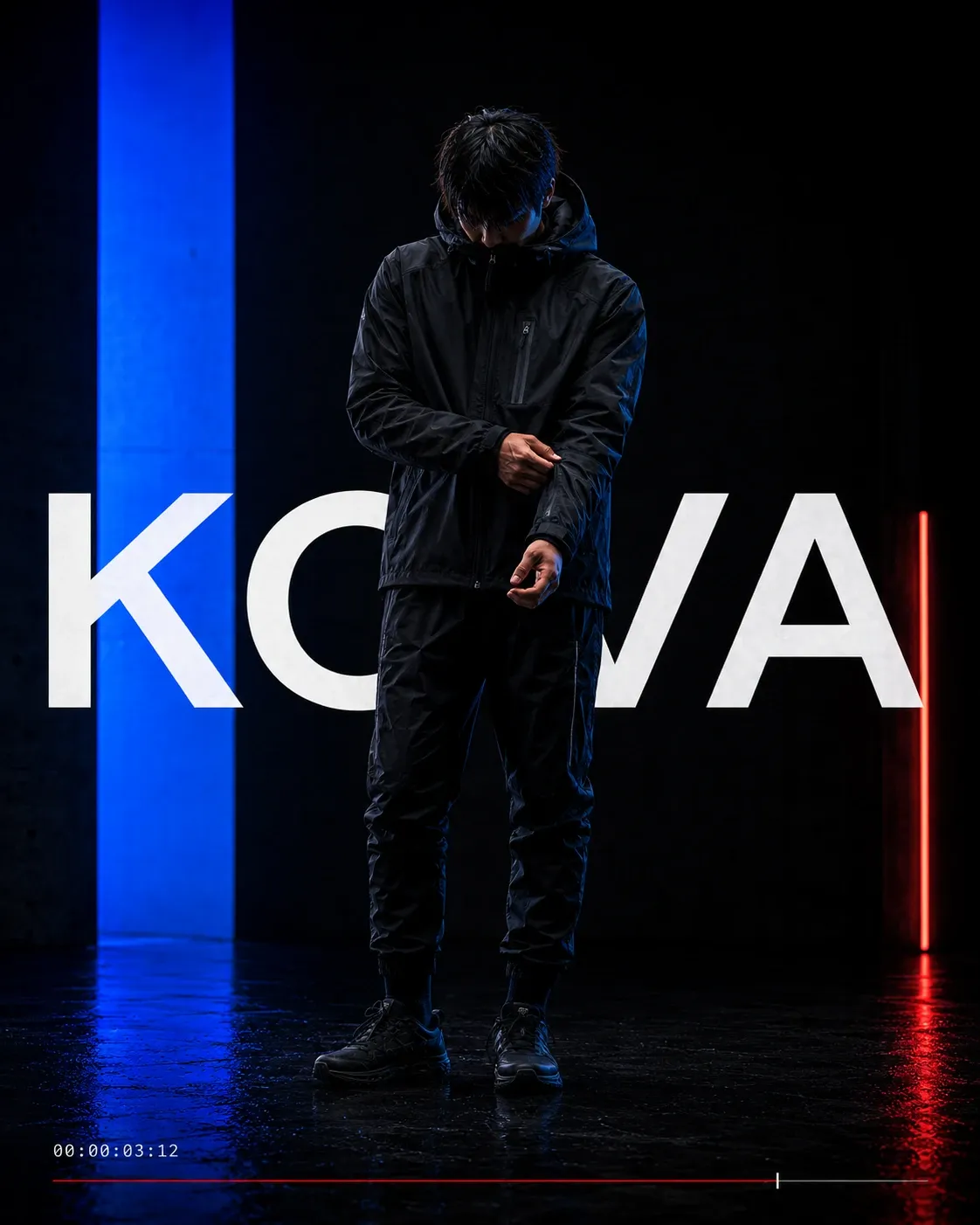 Kova brand-film still on a dark background